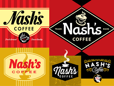 Nash s Coffee Logos branding coffee logo package design retro typography