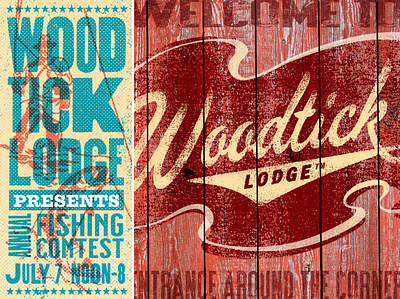 Woodtick Lodge Logos 18 branding cabin camping fishing lake lodge logo northwoods outdoors rustic typography