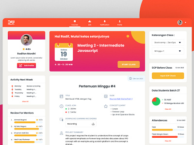 DumbWays Dashboard Mentor dashboard landing ui