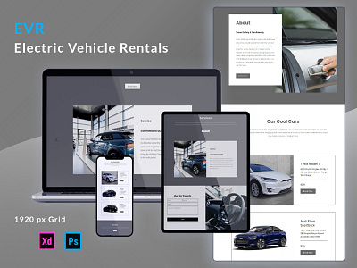 EVR Electric Vehicle Rentals cars concept design graphic design web