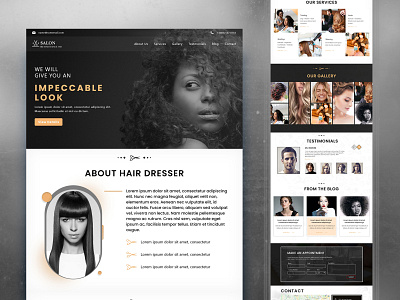 Salon landing page design graphic design logo ui