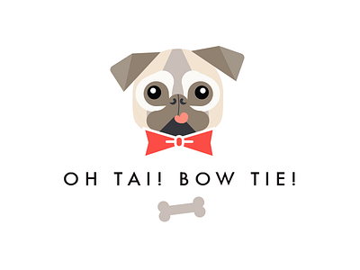 Oh Tai! Bow tie! bow tie branding cute dog flat illustration logo minimal pug tie web