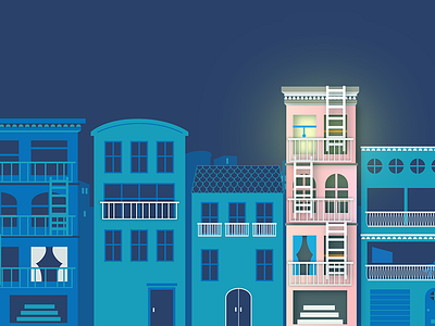 Houses illustration blue buildings flat houses illustration sf vector