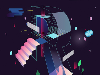 Type experiment 3d drawing experimental geometric space type typography