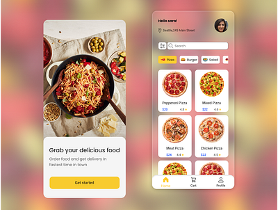 Food Delivery App Concept app delivery food design graphic design typography ui ux
