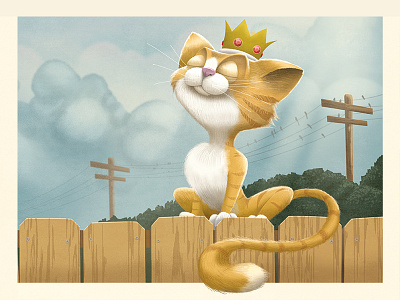 Cat art cat character fence illustration king portfolio texture