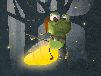 Lightningbug art bug character illustration lighting lightning bug night portfolio texture