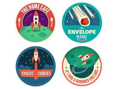 Launchpad Badges 1 through 4 activities badges children launchpad logos rocket space stickers