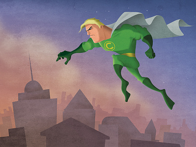 Superhero animation character childrens book hero illustration sketch