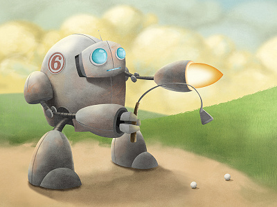 Robot childrens book illustration robot