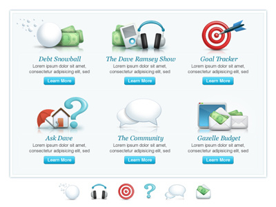 Feature List for Dave Ramsey Subscription Site dave ramsey icons illustration