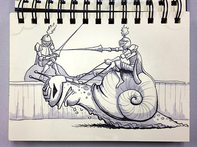 The Knights of Yawnder art black illustration ink paper pen pencil portfolio sketch snails texture