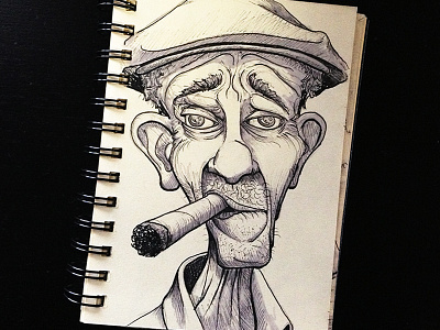 Old Man & A Cigar art black illustration ink old man paper pen pencil portfolio sketch