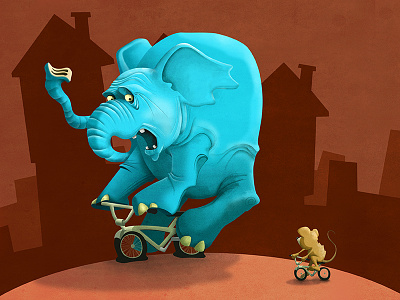 Edgar Learns To Ride His Bike art character edgar elephant illustration mouse portfolio texture