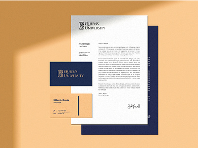 Queen's University- stationary set design branding design education graphic graphic design illustration institution layout letter logo namecard stationary ui vector