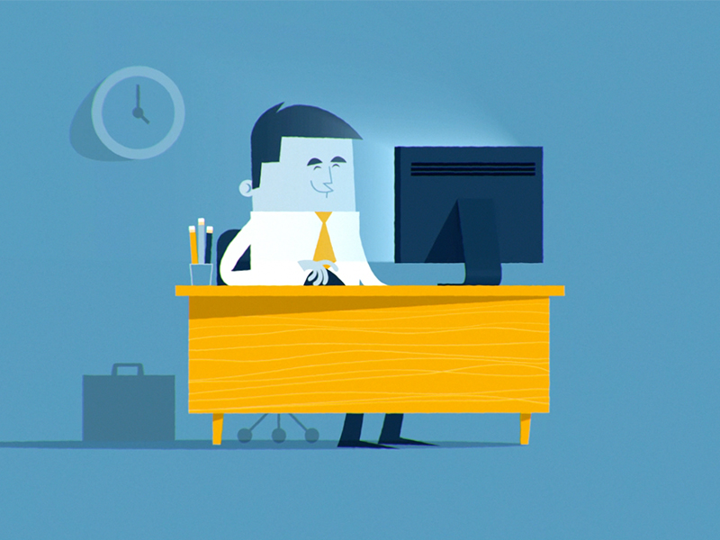 Dude at desk by Simon Tibbs on Dribbble