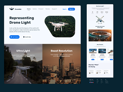 Drone Shop Landing Page branding design design website header web landing page ui uiuxdesign ux website