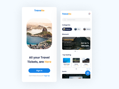 TraveGo - App branding design design mobile design website header web illustration landing page logo mobile design travel design ui uiux uiuxdesign ux