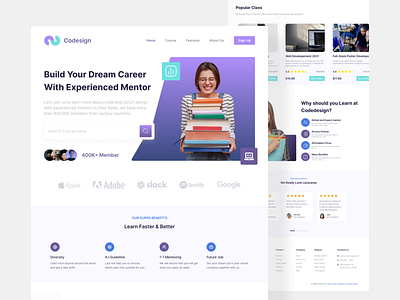 Coding Course Landing Page branding design design inspiration design website header web illustration interface landing page products designer ui ui design uiux uiuxdesign ux