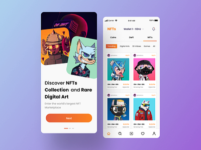 NFT Marketplace App application branding design graphic design graphic designer illustration mobile app nft nft marketplace ui design