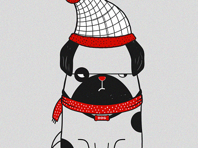 Winter cold dog illustration scarf winter