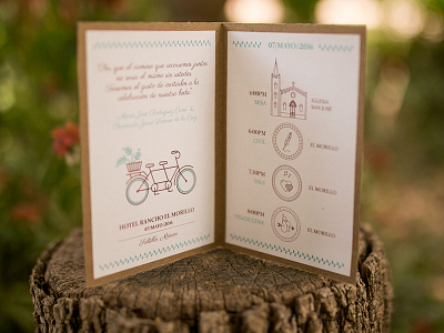 The invitation invitation print tandem bike wedding