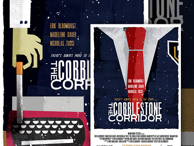 Cobbletstone Movie blue illustration indie minimal movie mystery neo noir poster red short film vintage
