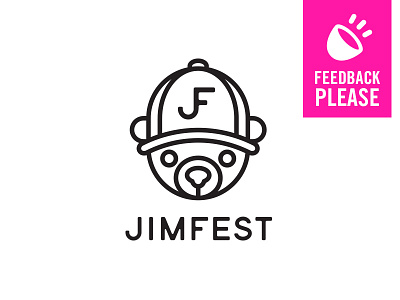 JimFest bear black and white clean fish icon illustration logo minimal music simple