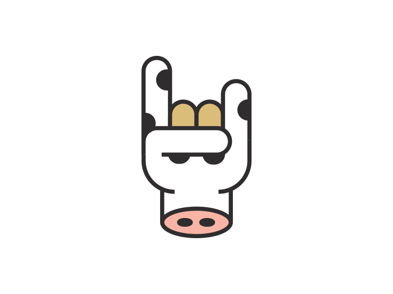 Wisconsin Rocks music logo illustration cow icon hand rock on rock wisconsin