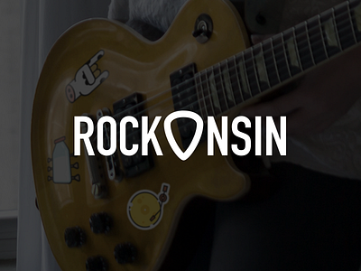 Rockonsin Logo guitar icon logo milk music pick rock trade wisconsin