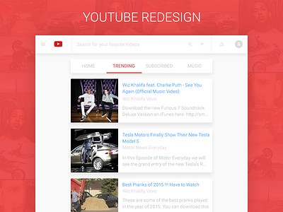 YouTube Website Redesign material redesign web app website youtube