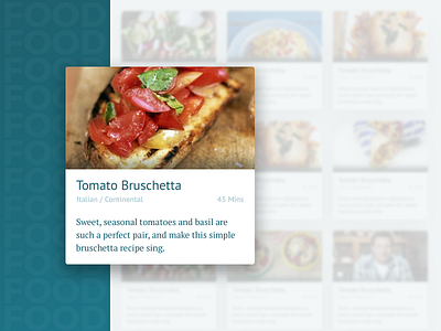 Food / Recipe Card Design card daily food material recipe ui ui ux white