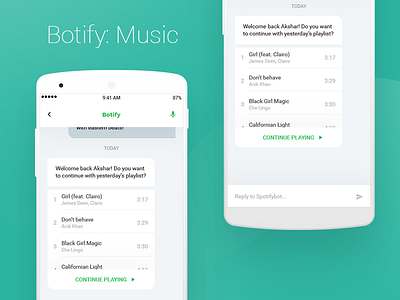 Botify: Chat bot over Spotify by Akshar Patel on Dribbble