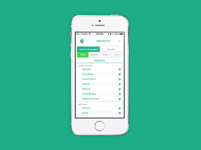 Meal Planner App concept list screen