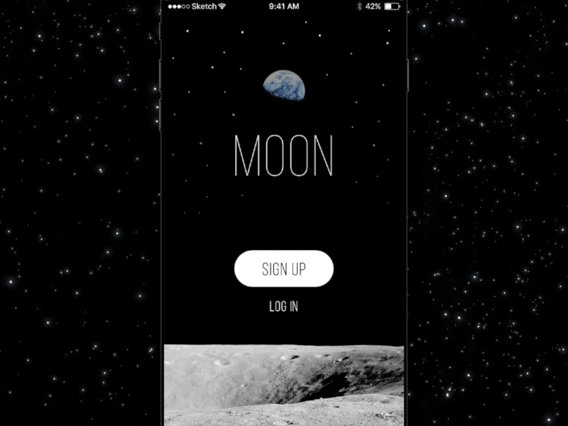 Daily UI 001 — Moon Sign Up animation dailyui interface ios prototype ui