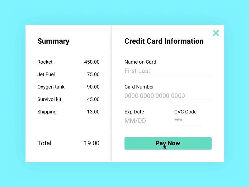 Daily UI 002 — Space Travel Checkout