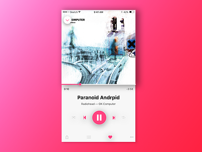 Daily UI 009 — Magenta Music Player app dailyu iphone magenta music player