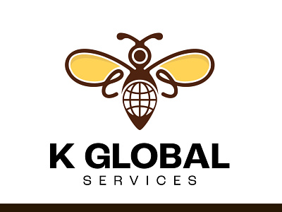 K Global services logo bee beelogo best logo design globe graphic design logo logo design