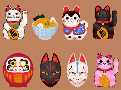 Traditional Japanese Things illustration japan japanese vector
