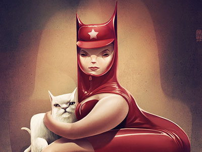 Catwoman animal cat character fantasy illustration