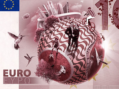 10 euro banknote advertising bill euro green project awards illustration