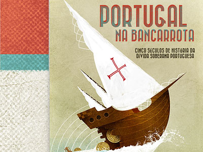 Portugal bankrupt book boat book cover design editorial illustration ship