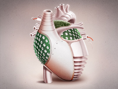 Droid Heart core. digital droid heart mechanical