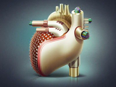 Droid heart II core. digital droid heart mechanical
