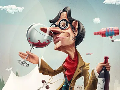 Wine Geek caricature character festival geek print web wine