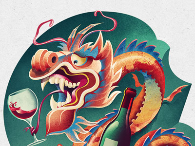 Dragon2 china dragon editorial illustration newspaper press wine