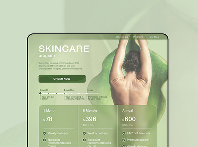 Skincare web page skincare webdesign
