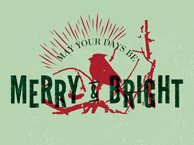 Merry & Bright bird cardinal christmas graphic holiday card illustrator photoshop retrosupply