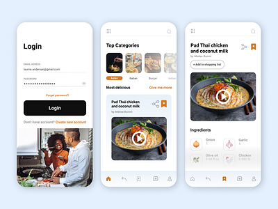 Concept pour une application de recette