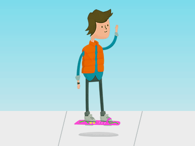 Mcfly back to the future gif hoverboard illustration